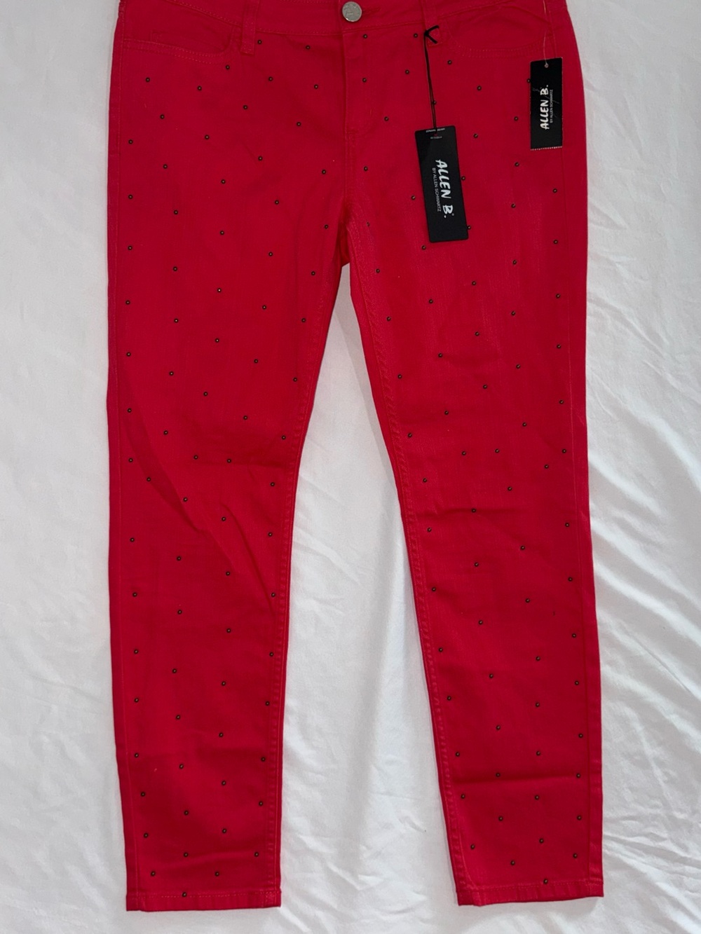 Allen B. By Allen Schwartz Red Skinny Jeans with Black Studs